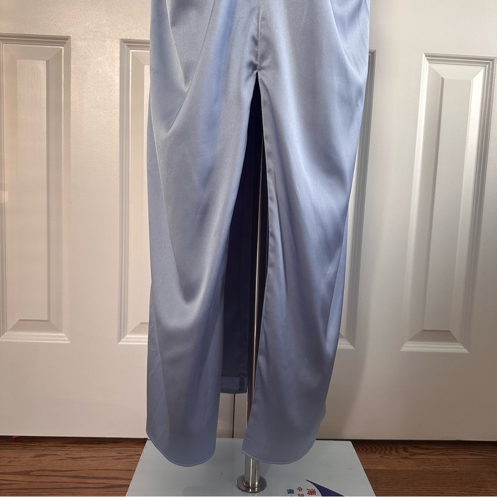 Abercrombie & Fitch Blue Twist-Front Spaghetti Strap Prom Wedding Dress Size L - Picture 6 of 12
